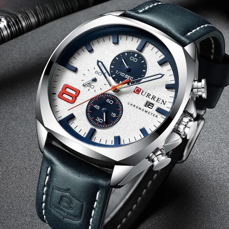 Sportsur med chronograf, vandtæt, med militært design