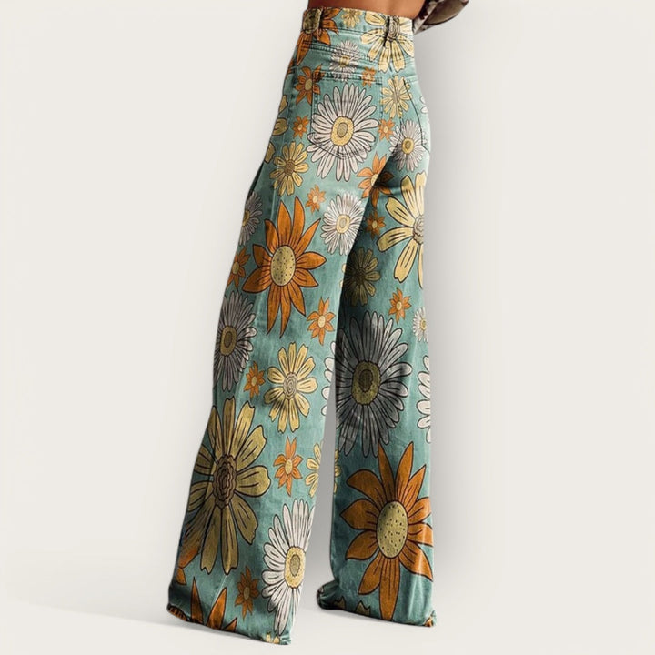 CHIC & SMUK / VINTAGE BLOMSTREDE BUKSER MED VIDDE