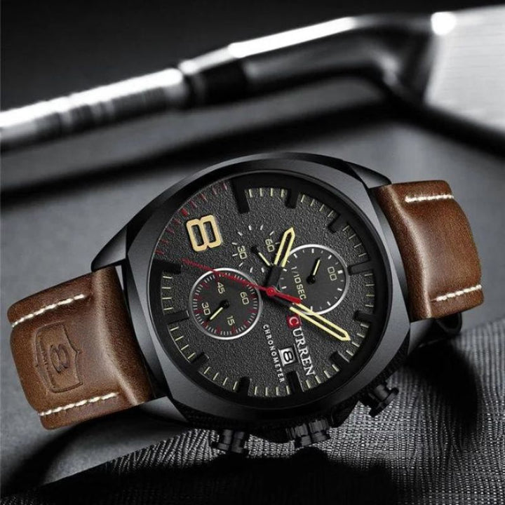 Sportsur med chronograf, vandtæt, med militært design