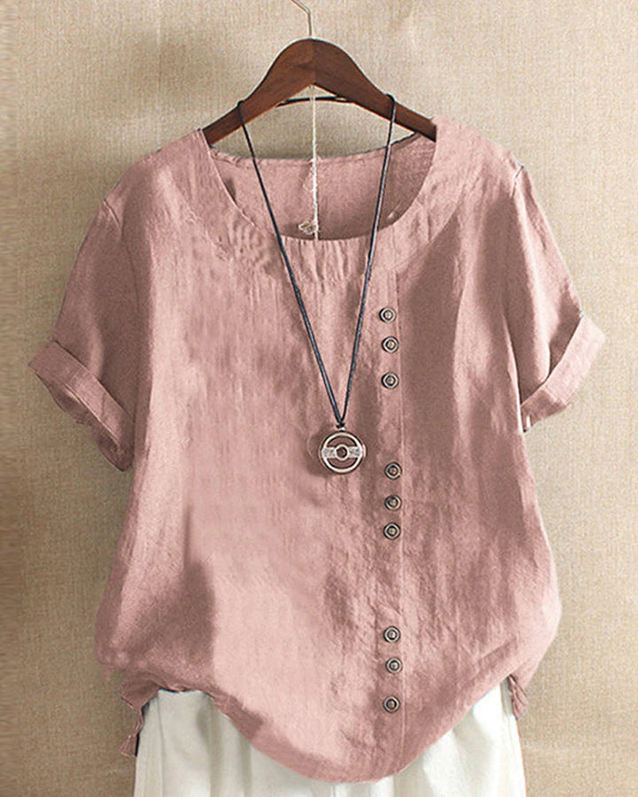 Maria - Ensfarvet kortærmet sommer-T-shirt