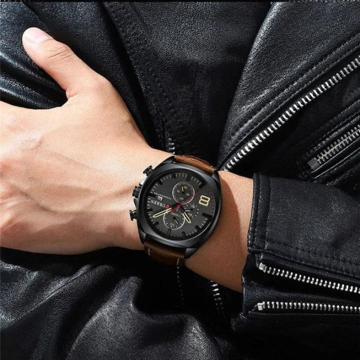 Sportsur med chronograf, vandtæt, med militært design