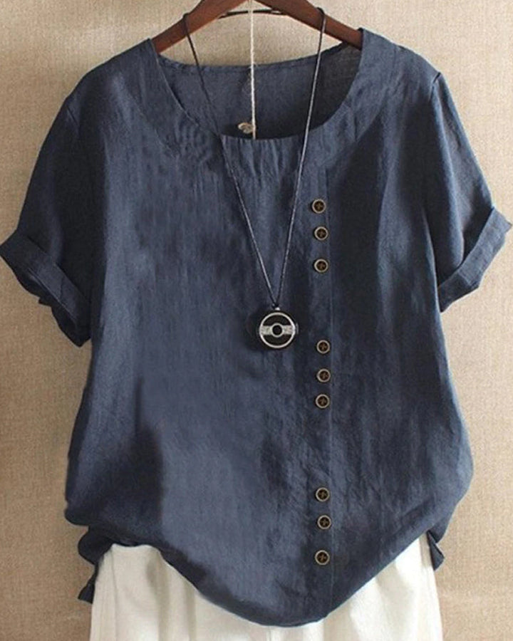 Maria - Ensfarvet kortærmet sommer-T-shirt