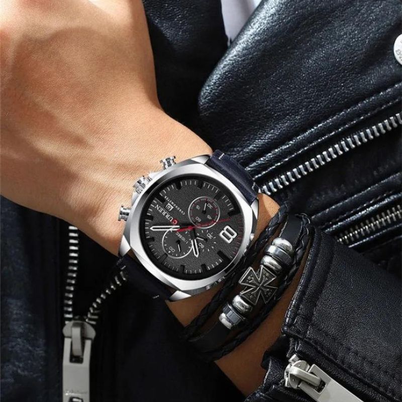Sportsur med chronograf, vandtæt, med militært design