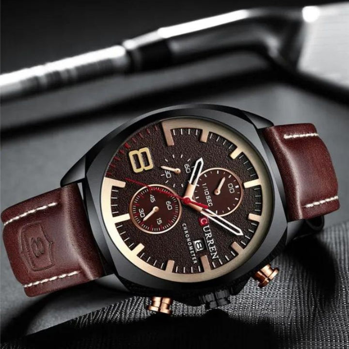 Sportsur med chronograf, vandtæt, med militært design