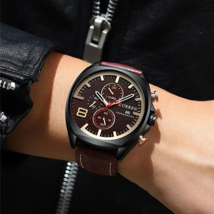 Sportsur med chronograf, vandtæt, med militært design