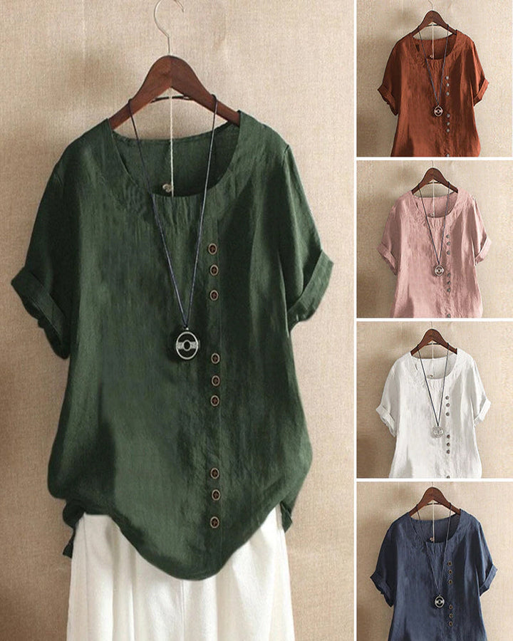 Maria - Ensfarvet kortærmet sommer-T-shirt
