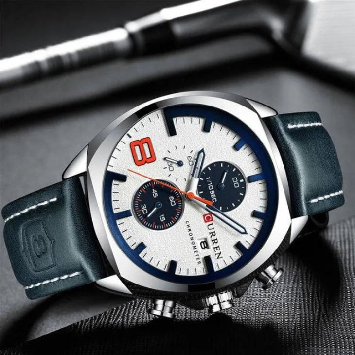 Sportsur med chronograf, vandtæt, med militært design