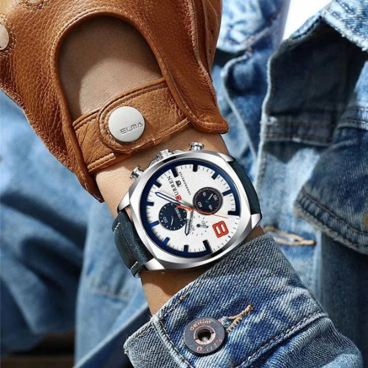 Sportsur med chronograf, vandtæt, med militært design