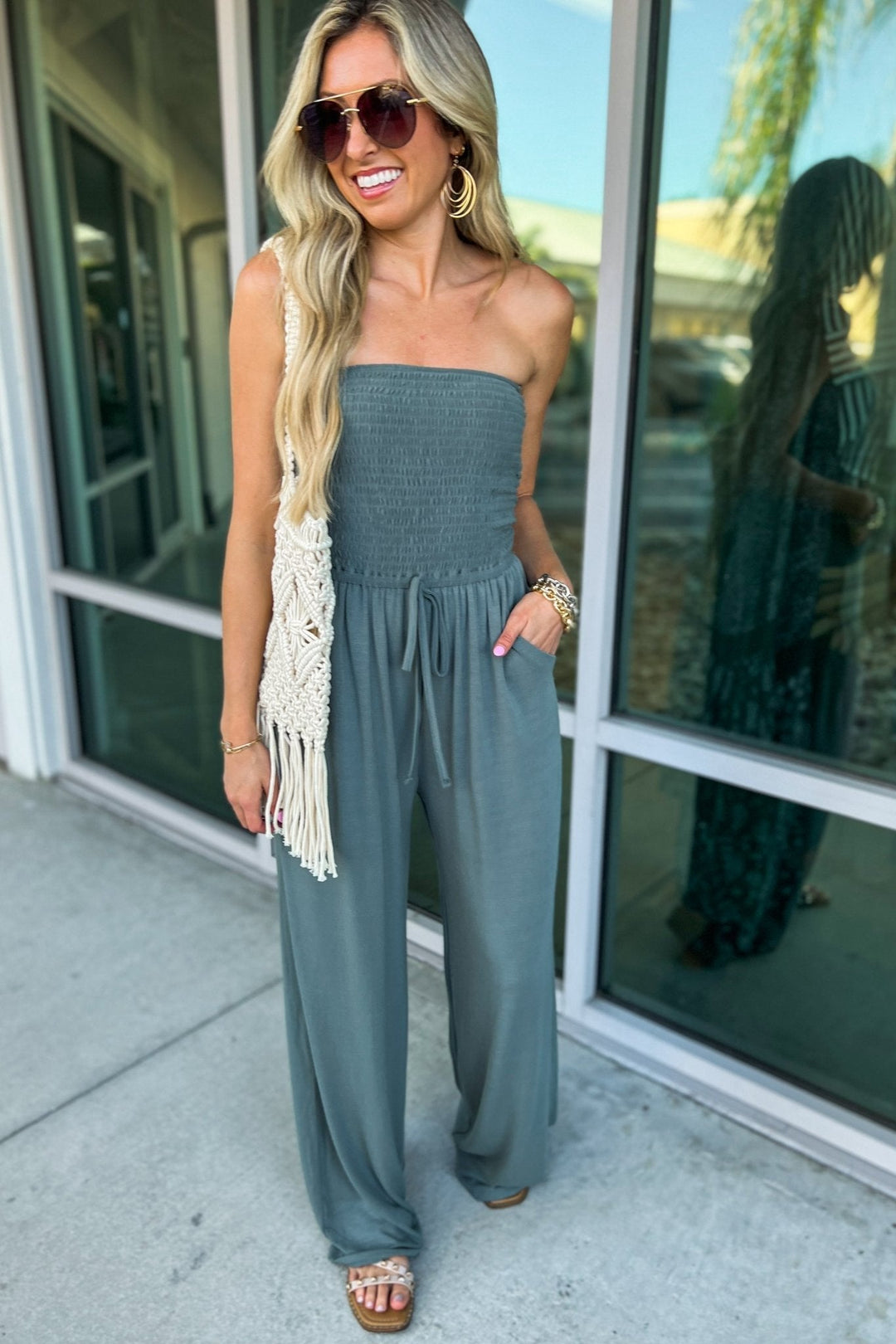 TRENDY OFF - SHOULDER JUMPSUIT