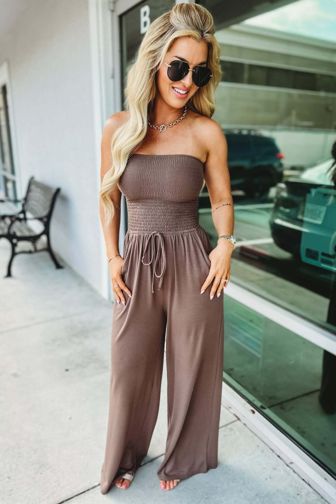 TRENDY OFF - SHOULDER JUMPSUIT